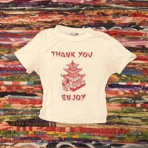 S “thank you enjoy” crop top